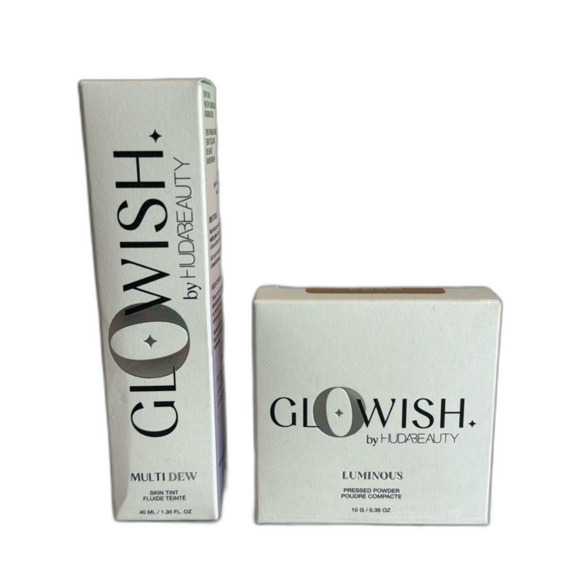 HUDA BEAUTY GloWish luminous Vegan pressed Powder & skin tint in medium 05 - Picture 1 of 8